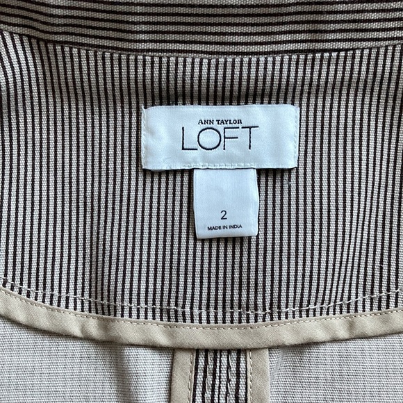 LOFT Ann Taylor Brown Striped Blazer Jacket - Picture 15 of 15